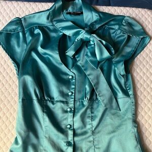 Silky Satin Blouse Button Up Top